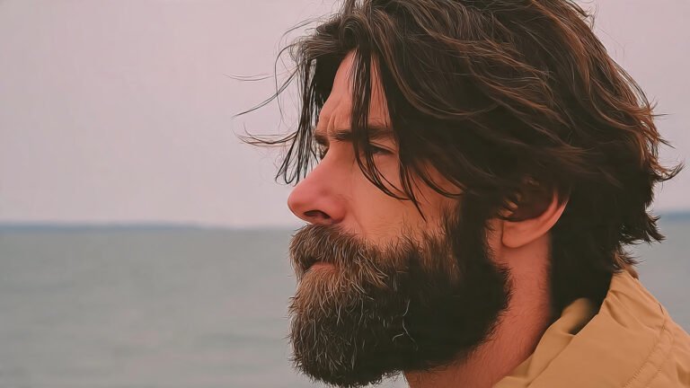 Full Long Beard With Flowing Long Hair