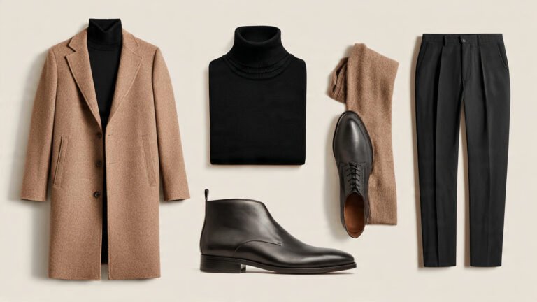Classy Turtleneck and Overcoat Outfit