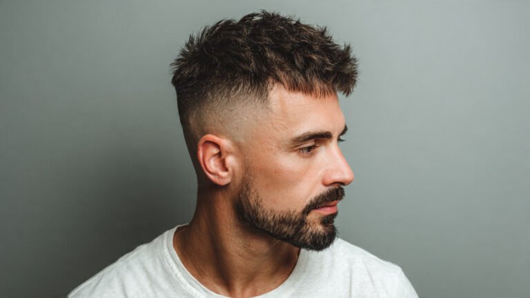 Textured Crop With Low Fade and Connected Goatee
