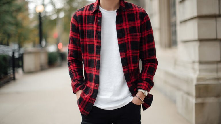 Classic Red Flannel With Slim Black Jeans