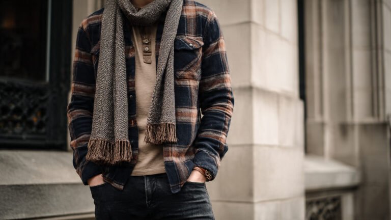 Casual Winter Outfit With Flannel Shirt and Dark Denim