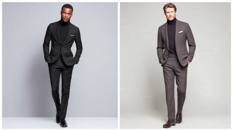 Two Piece Suit With Turtleneck Layer