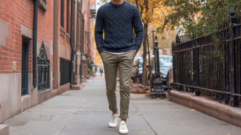Knit Sweater With Chinos and Sneakers