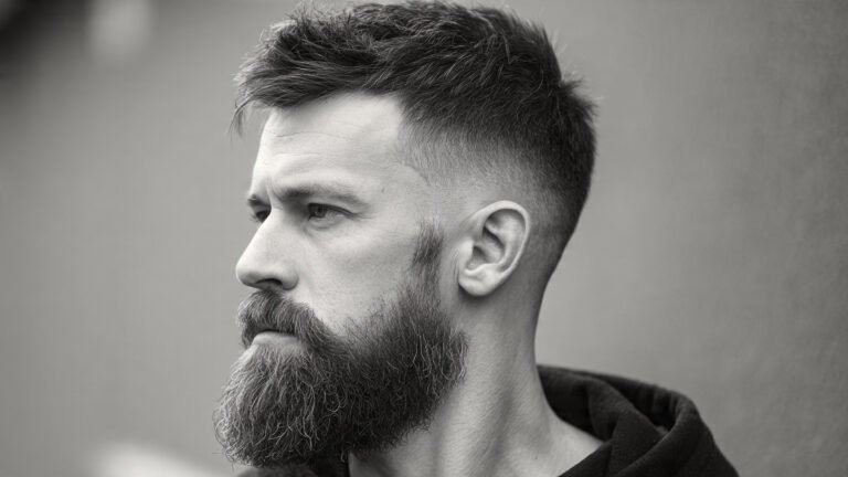 Layered Long Hair With Beard Fade