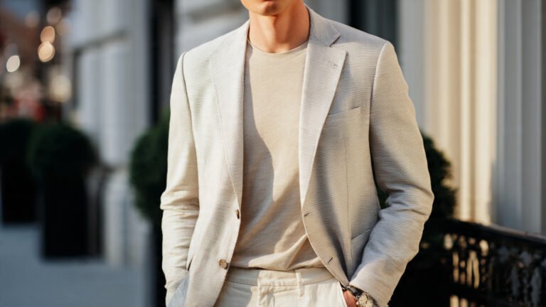 Lightweight Blazer with Neutral T-Shirt