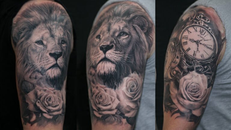 Lion and Clock Realism Sleeve