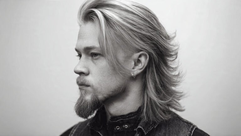Long Hair Fade Cut With Sculpted Goatee