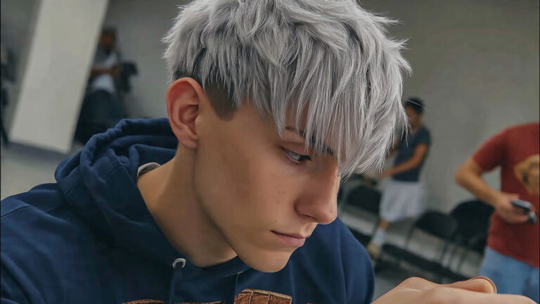 Mid Fade with Layered Grey Top