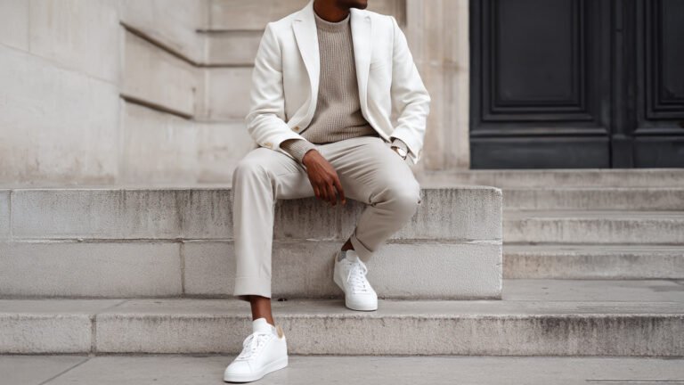 Minimal White Sneakers With Neutral Layers