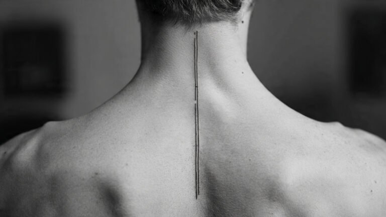 Minimalist Spine Line Tattoo
