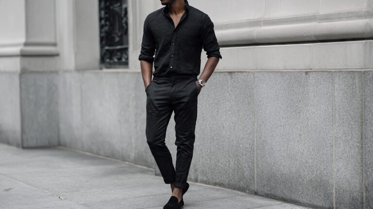  Monochrome Black Outfit with Texture