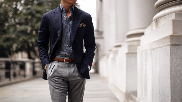 Navy Blazer With Grey Trousers
