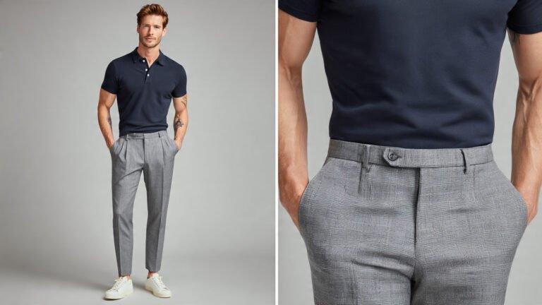 Navy Polo With Grey Tailored Pants