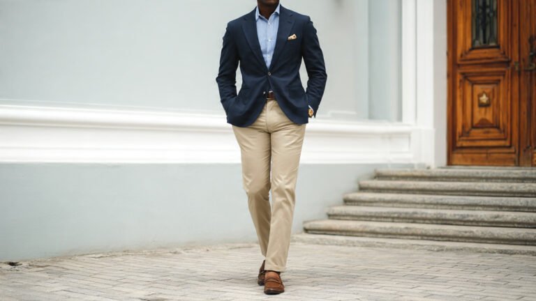 Old Money Blazer With Beige Trousers