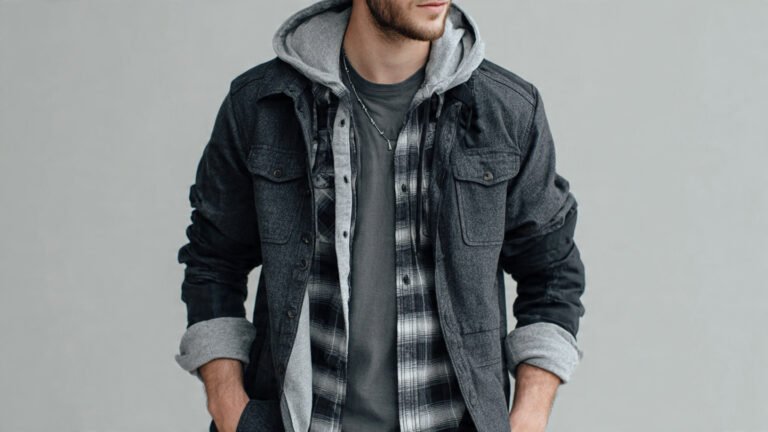 Overshirt Style Men With Layered Hoodie