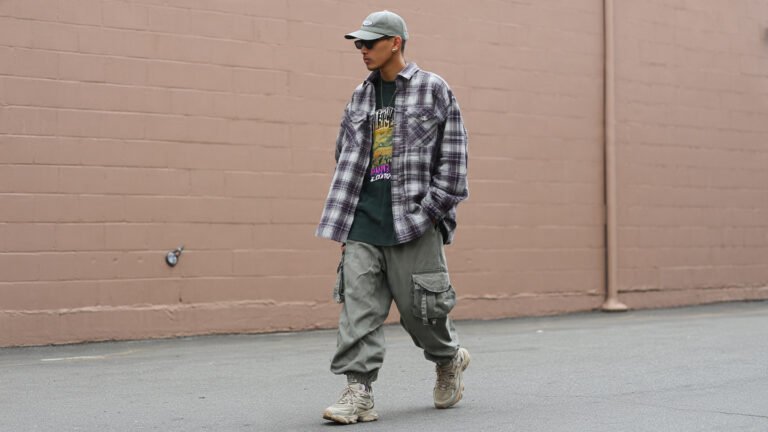 Oversized Flannel With Cargo Pants Streetwear