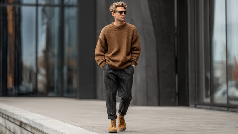 Oversized Wool Sweater With Slim Trousers