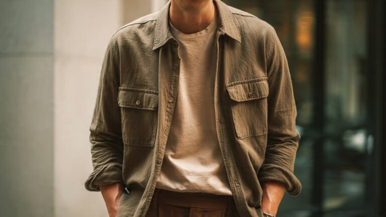  Relaxed Overshirt with Neutral Layers