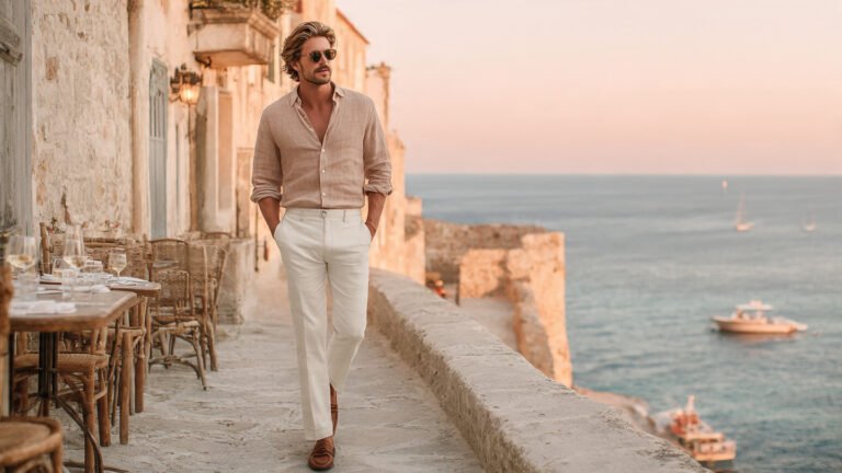 Relaxed Vacation Dinner Look With Linen Shirt