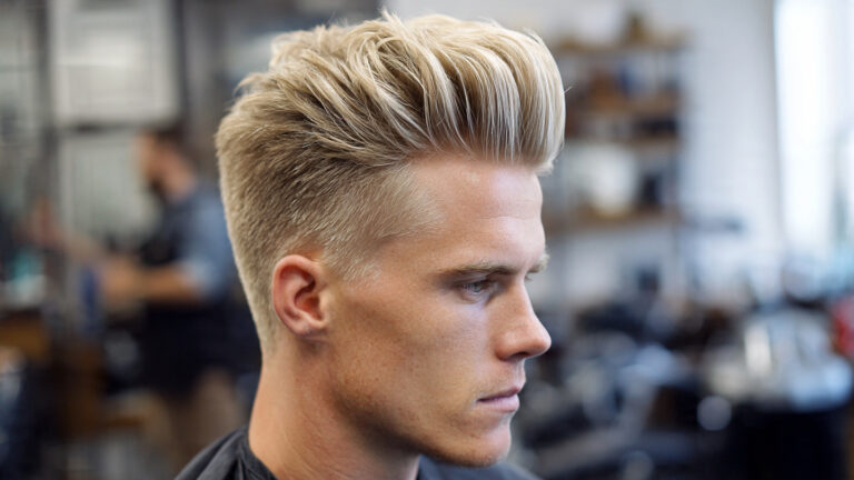 Short Blonde Pompadour Fade