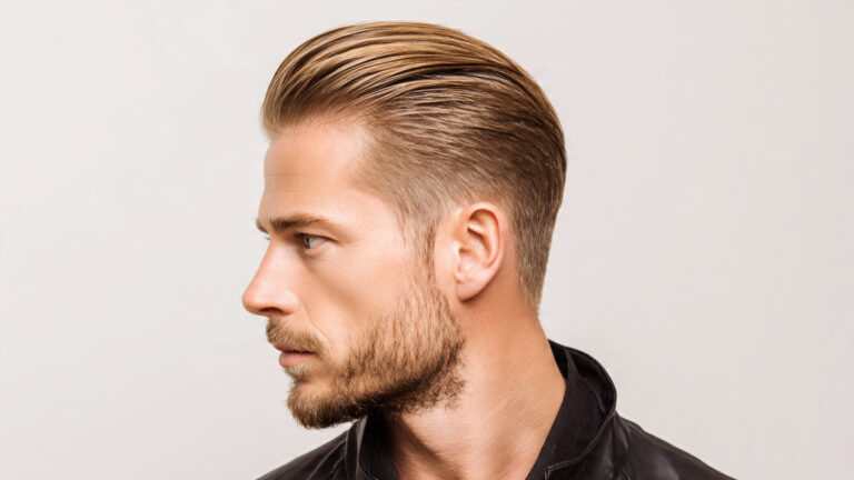 Short Blonde Slick Back Fade