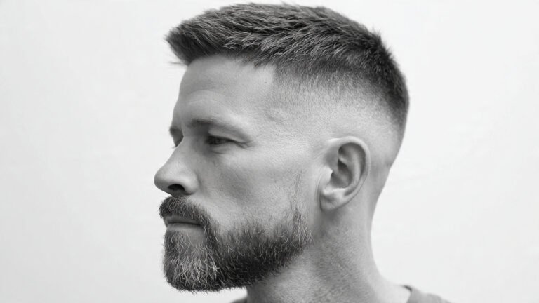 Curly Top With Taper Fade and Goatee Beard