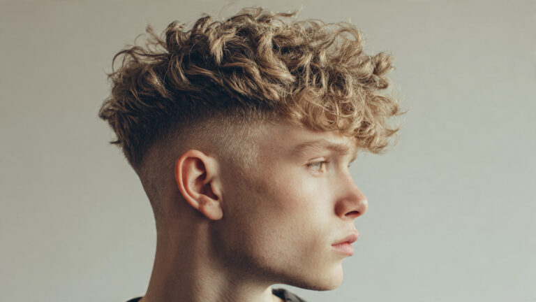 Short Curly Blonde Fade