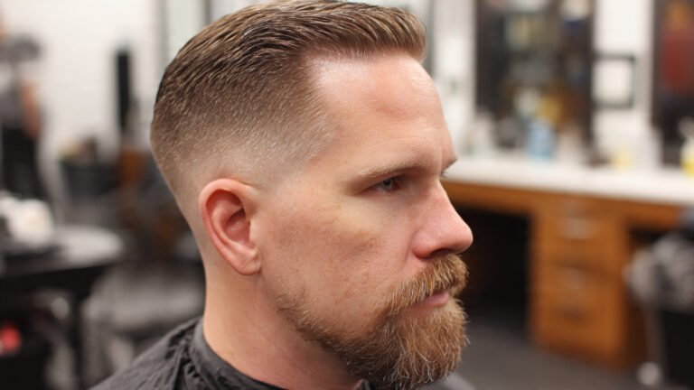 Side Part Fade With Italian Fade and Goatee