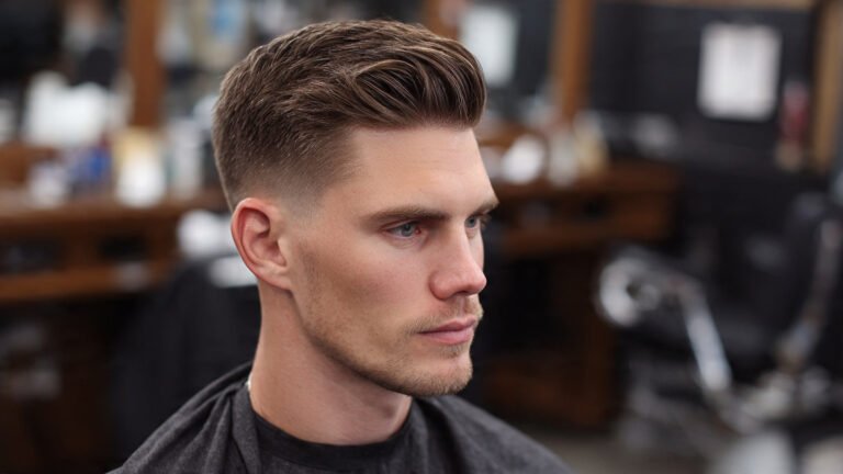 Side Swept Long Top With Low Fade