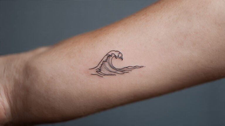  Single Line Wave Tattoo