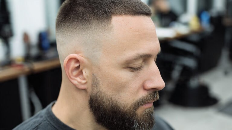 Skin Fade with Buzz Cut and Minimal Goatee