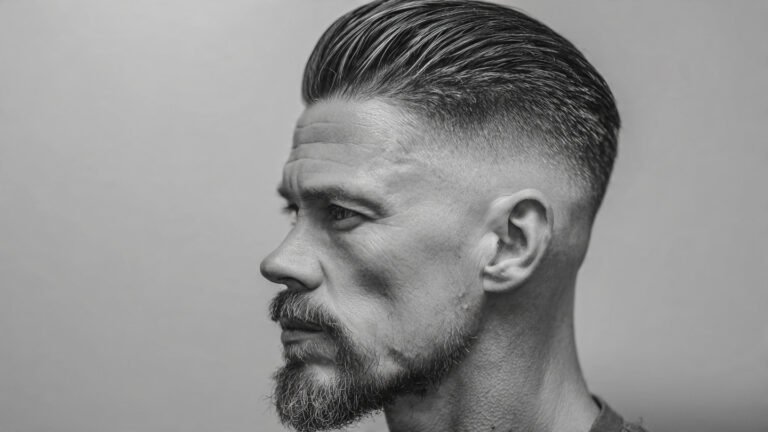Slick Back With Skin Fade and Goatee Beard