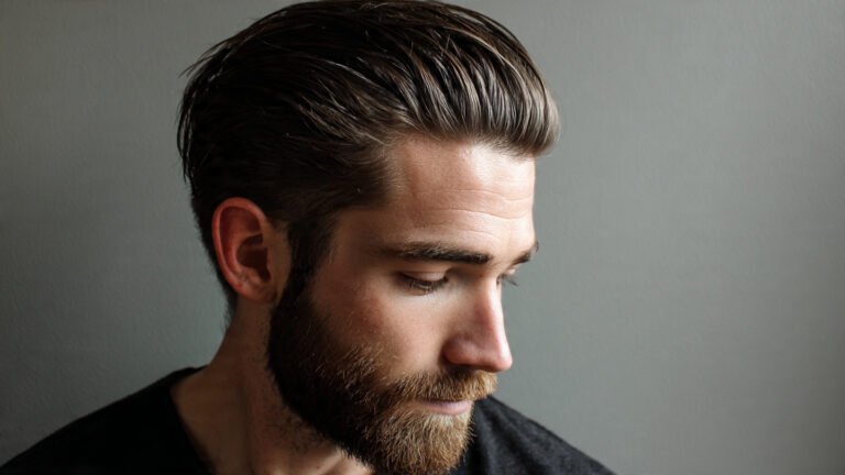 Slicked Back Flow With French Fade Beard