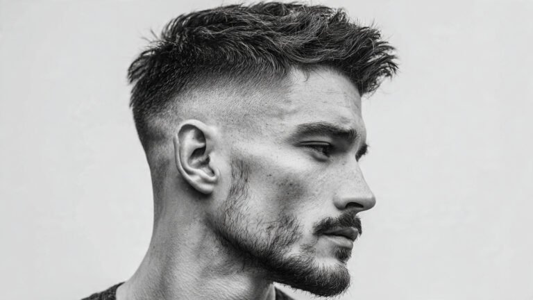 Taper Fade with Short Quiff and Clean Goatee