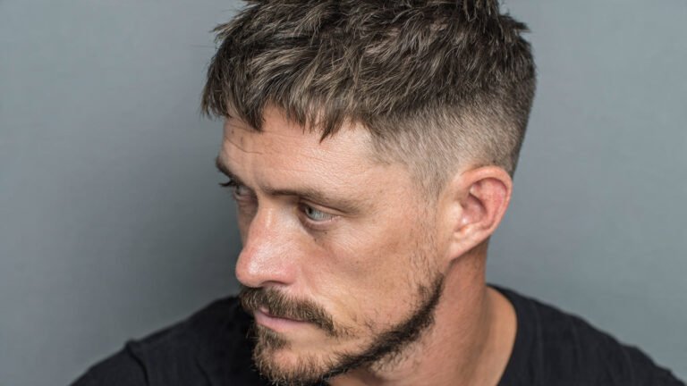 Textured Crop with Low Taper Fade and Classic Goatee