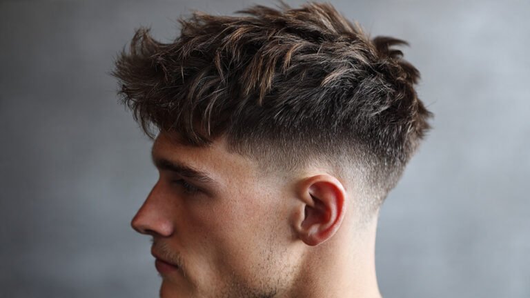 Textured Fade Haircut With Messy Top