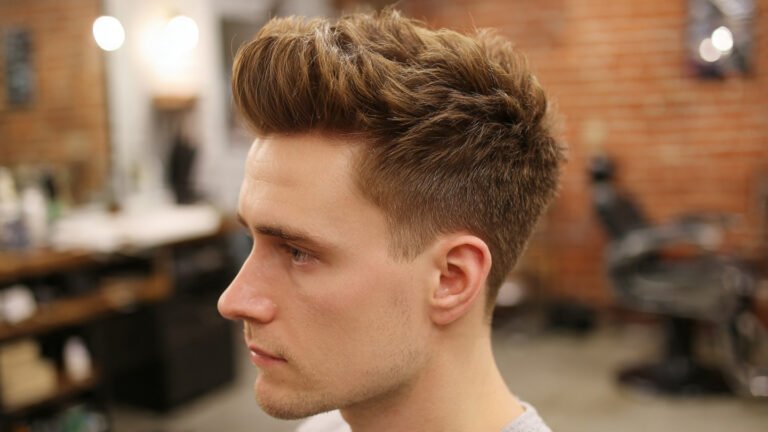 Textured Quiff With Mid Fade