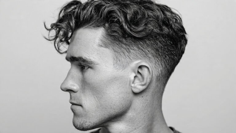 Wavy Slick Back with Mid Fade