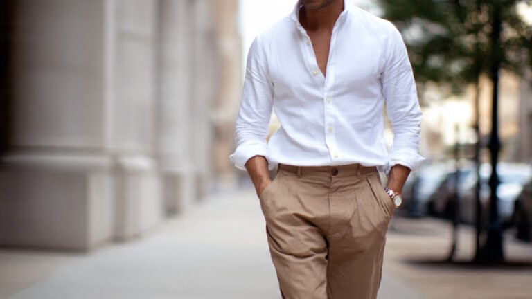 White Oxford Shirt With Khaki Chinos