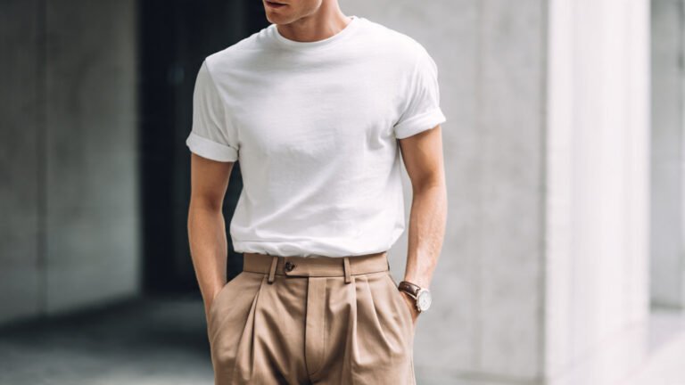 White T-Shirt With Tailored Trousers