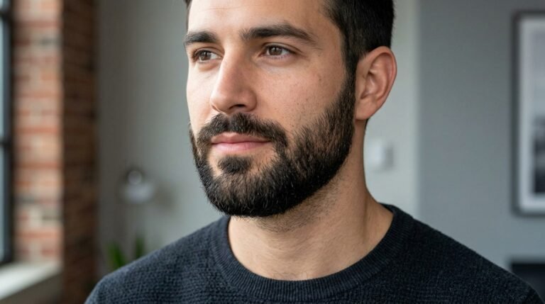 Rounded stubble beard