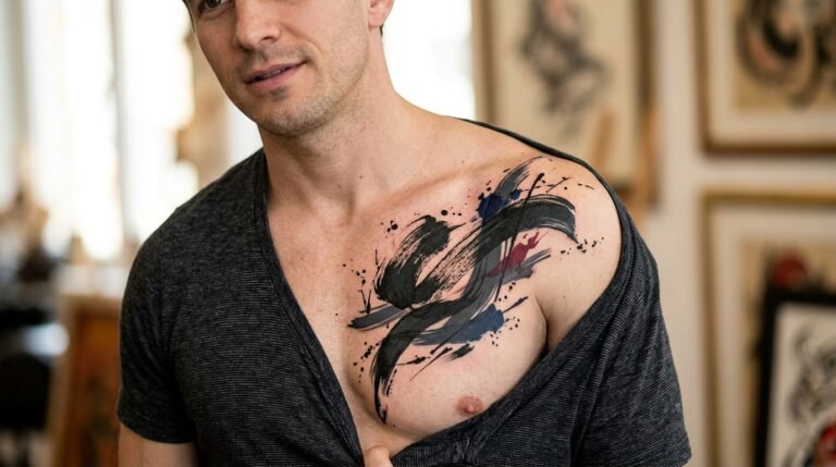 Abstract Chest Tattoo