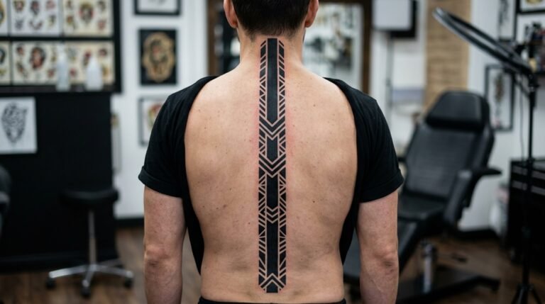 Spine black bar tattoo