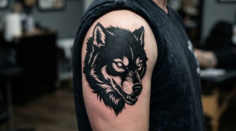 Blackwork wolf sleeve