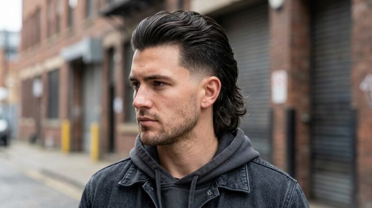 Burst fade slick back mullet