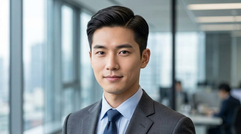 Clean side part Korean haircut