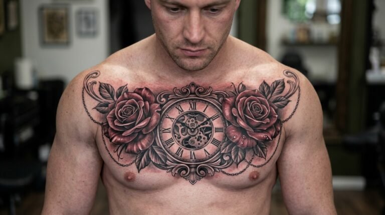 Clock Chest Tattoo