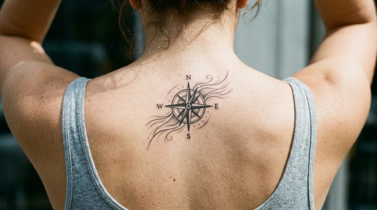 Compass line tattoo