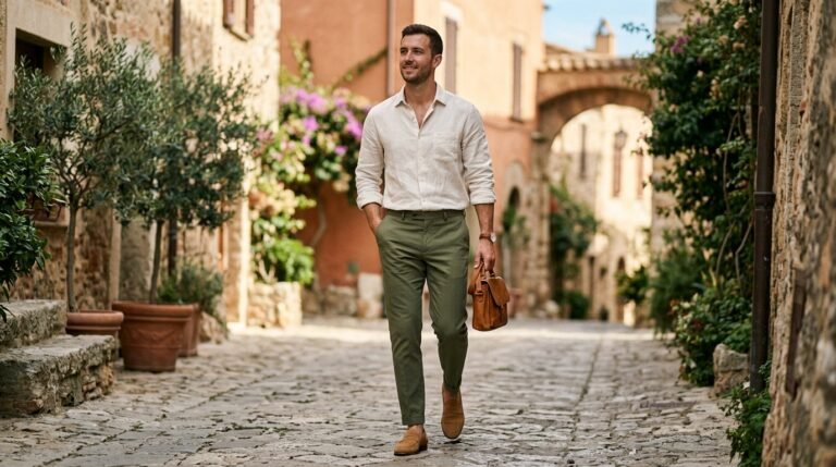 Cream linen summer outfit aesthetic