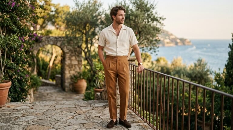 Brown pleated summer look